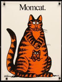 1m617 B. KLIBAN commercial poster '77 wacky cartoon artwork of a momcat w/kitten pouch!