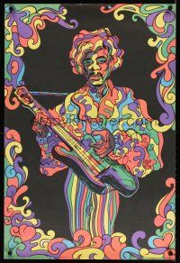1m563 JIMI HENDRIX blacklight commercial poster '69 really cool psychedelic art of guitarist!