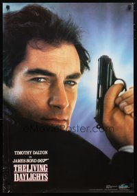 1m680 LIVING DAYLIGHTS commercial poster '87 close up of Timothy Dalton as James Bond with gun!