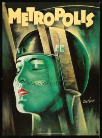 1m688 METROPOLIS German commercial poster '90s Fritz Lang, cool Kurt Degen artwork!