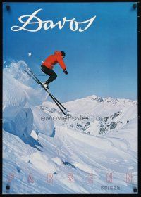 1m697 PARSENN DAVOS commercial poster '60s really cool skiing image by Gensetter!