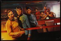 1m709 STAR TREK CREW TV commercial poster '91 art of classic sci-fi cast on bridge!