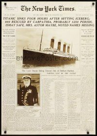 1m724 TITANIC English commercial poster '70s New York Times front page reprint!
