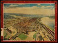 1m274 GRIF TELLER 20x27 art print '50s cool aerial art of Conway Railroad Yard!