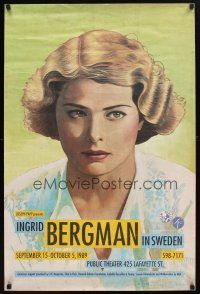 1m490 INGRID BERGMAN IN SWEDEN film festival poster '89 wonderful Paul Davis art!