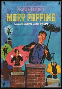 1m420 MARY POPPINS set of 3 special 24x35s '64 art of Dick Van Dyke & Julie Andrews, Disney!
