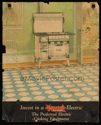 1m018 MONARCH MALLEABLE ELECTRIC 2-sided 16x20 advertising poster '30s art of kitchen stove!