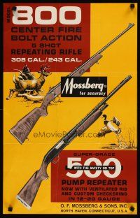 1m019 MOSSBERG 18x28 advertising poster '60s art of classic bolt action rifle & pump shotgun!