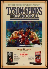 1m779 TYSON VS SPINKS video poster '88 Neiman art of boxers Mike Tyson & Michael Spinks!