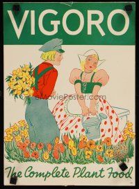 1m025 VIGORO 10x14 advertising poster '50s the complete plant food, cute artwork!