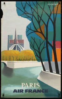 1m168 AIR FRANCE PARIS French travel poster '59 colorful Guy Georget artwork of city!