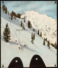 1m144 SKIING travel poster '60s cool image of skiers racing down slope!