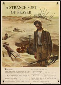 1m067 STRANGE SORT OF PRAYER 29x40 WWII war poster '45 John Falter art of kneeling Marine!