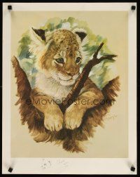 1m269 CLANCY signed & numbered 18x23 art print '80 by the artist, Adventurous Lion Cub!