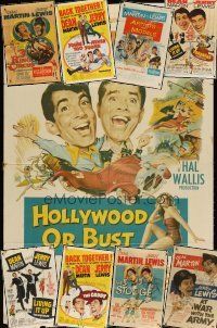 1p032 LOT OF 9 FOLDED ONE-SHEETS FROM JERRY LEWIS & DEAN MARTIN MOVIES '50s-60s great images!