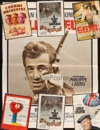 1p081 LOT OF 7 FOLDED FRENCH POSTERS '60s-70s Jean Paul Belmondo, Louis de Funes & more!