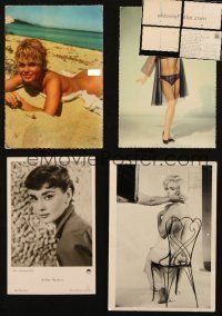 1p170 LOT OF 4 POSTCARDS '70s Marilyn Monroe, Audrey Hepburn, Brigitte Bardot, Jill St. John