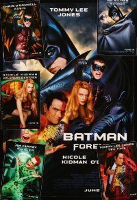 1p216 LOT OF 6 UNFOLDED DOUBLE-SIDED ADVANCE ONE-SHEETS FROM BATMAN FOREVER '95 cast portraits!