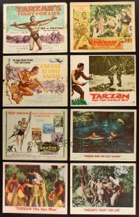 1p055 LOT OF 8 LOBBY CARDS FROM TARZAN MOVIES '50s-60s including three title cards!