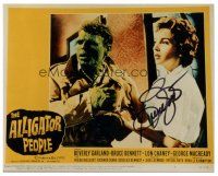 1r0839 BEVERLY GARLAND signed color 8x10 REPRO still '80s with Burce Bennett in The Alligator People
