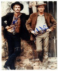 1r0867 BUTCH CASSIDY & THE SUNDANCE KID signed color 8x10 REPRO still'80s by BOTH Newman AND Redford