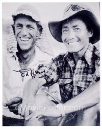 1r0924 EDMUND HILLARY signed 8x10 REPRO still '80s portrait of the New Zealand mountain climber!