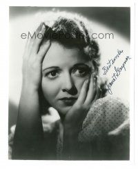 1r1005 JANET GAYNOR signed 8x10 REPRO still '80s close up pensive portrait with hands on face!