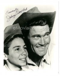 1r1036 JOHNNY CRAWFORD signed 8x10 REPRO still '80s close up smiling portrait with Chuck Connors!