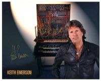 1r1054 KEITH EMERSON signed color 8x10 REPRO still '90s cool portrait in front of crazy keyboards!
