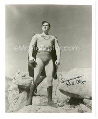 1r1063 KIRK ALYN signed 8x10 REPRO still '90 portrait in Superman costume standing on rocks!