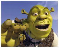 1r1135 MIKE MYERS signed color 8x10 REPRO still '00s on animated cartoon close up portrait of Shrek!