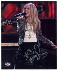 1r1138 MILEY CYRUS signed color 8x10 REPRO still '00s great portrait of the singer/actress on stage!