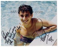 1r1163 PAUL ANKA signed color 8x10 REPRO still '80s the young star barechested in swimming pool!