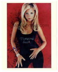 1r1236 SARAH MICHELLE GELLAR signed color 8x10 REPRO still '00s in cool 