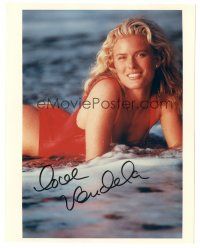 1r1296 VENDELA KIRSEBOM THOMESSEN signed color 8x10 REPRO still90s sexy c/u portrait in red swimsuit