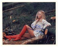 1r1301 VERONICA CARLSON signed color 8x10 REPRO still '80s sexy full-length portrait with red boots!