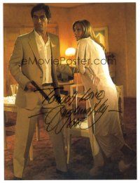 1r1305 VIRGINIA HEY signed color 8x10.5 REPRO still '90s w/ Timothy Dalton from The Living Daylights