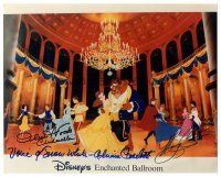 4t614 DISNEY'S ENCHANTED BALLROOM signed color 8x10 REPRO still '90s famous animated Disney couples!