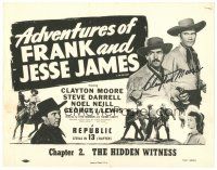 1r0124 ADVENTURES OF FRANK & JESSE JAMES chapter 2 signed TC R56 by Clayton Moore, Republic serial!