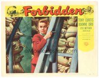 1r0146 FORBIDDEN signed LC #4 '54 by Joanne Dru, who's close up clutching a ladder!