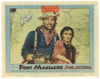 1r0147 FORT MASSACRE signed LC #8 '58 by John Russell, who's protecting pretty Susan Cabot!