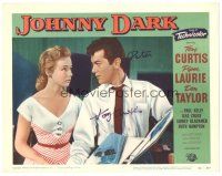 1r0163 JOHNNY DARK signed LC #6 '54 by Tony Curtis, who's close up looking at pretty Piper Laurie!