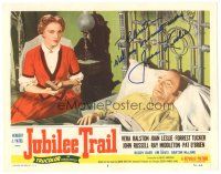 1r0164 JUBILEE TRAIL signed LC #8 '54 by Joan Leslie, who's sitting by Pat O'Brien in bed!