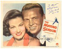 1r0175 MATING SEASON signed LC #8 '51 by John Lund, who's c/u smiling with sexy Gene Tierney!