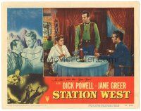 1r0192 STATION WEST signed LC #7 '48 by Jane Greer, who's with Dick Powell & Gordon Oliver at table!