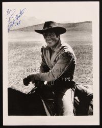 1r0237 ROBERT HORTON signed 8.5x11 REPRO '98 great smiling portrait of the cowboy star on horse!