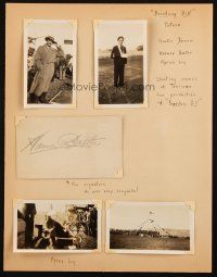 1r0396 WARNER BAXTER signed index card '34 with candid photos of him & Loy from Broadway Bill!
