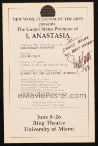 1r0363 SIGNE HASSO signed playbill '82 when she appeared in I, Anastasia on stage in Miami!