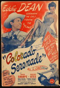 1r0389 COLORADO SERENADE signed pressbook '46 by singing cowboy star Eddie Dean!