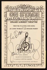 1r0340 JO ANNE WORLEY signed playbill '80s when she was in They're Playing Our Song in Anaheim!